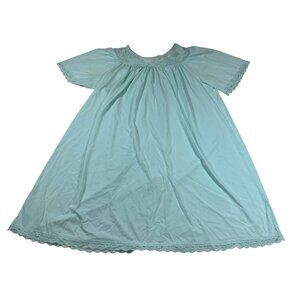 Vintage Shadowline Womens Aqua Blue Nylon Nightgown 3X Short Sleeves (II365)